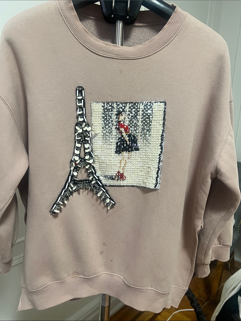 Annie Couture Womens Embellished Sequin Sweatshirt